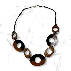 Modernist Wood and Resin Statement Necklace